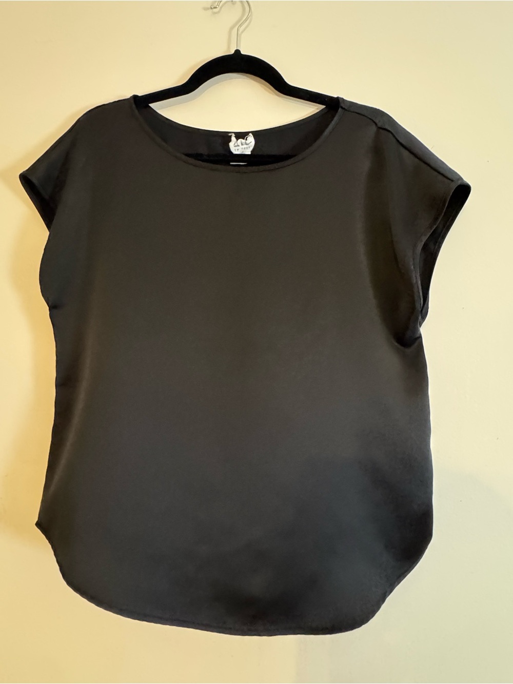 Black Satin Cap Sleeve Tee - Women’s Sleek Pull-On Top